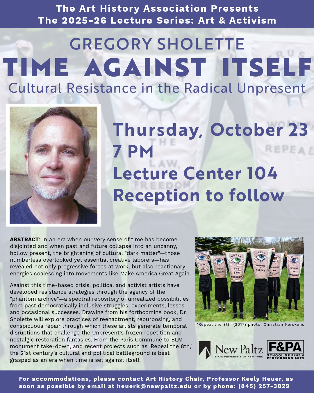 Flyer for a talk by Dr. Gregory Sholette about activism in art